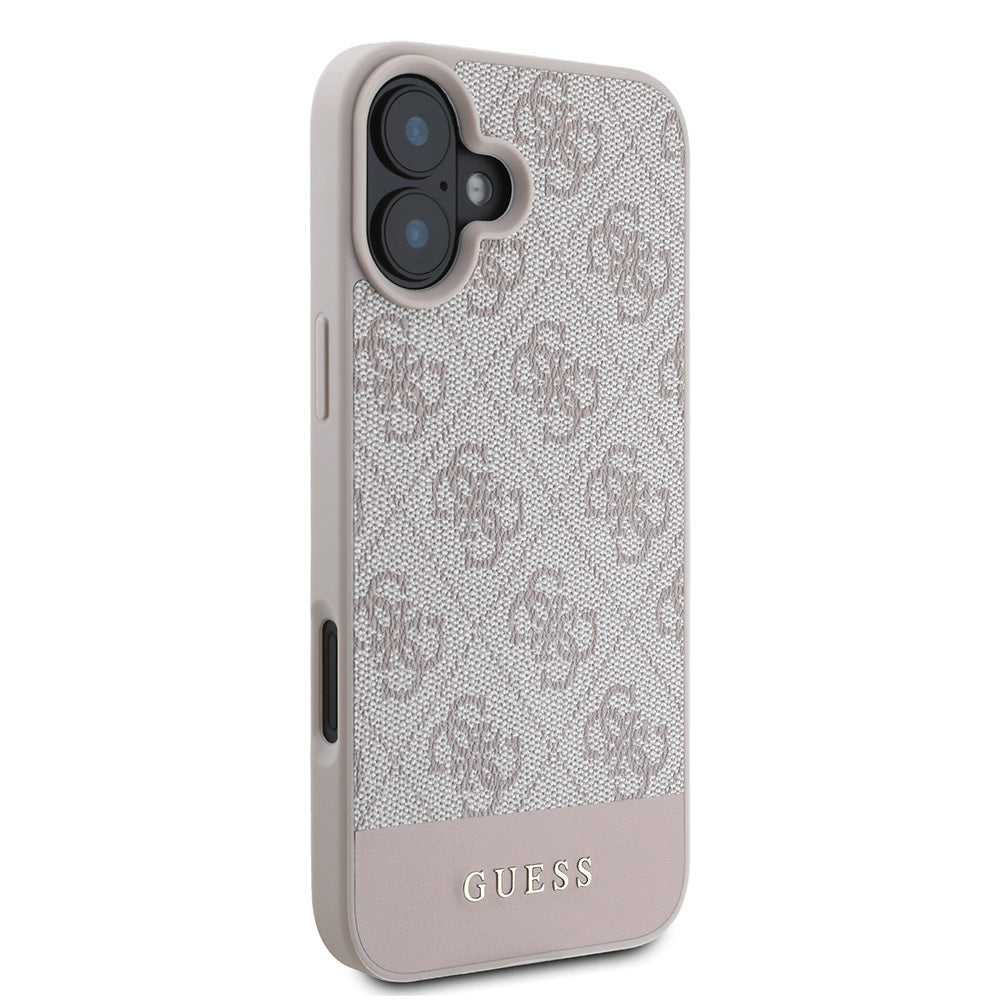iPhone 16 Kılıf Guess Orjinal Lisanslı PU Deri Şerit Logo Dizaynlı Kapak