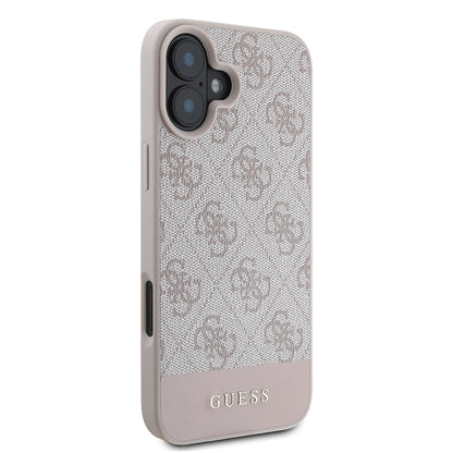 iPhone 16 Kılıf Guess Orjinal Lisanslı PU Deri Şerit Logo Dizaynlı Kapak