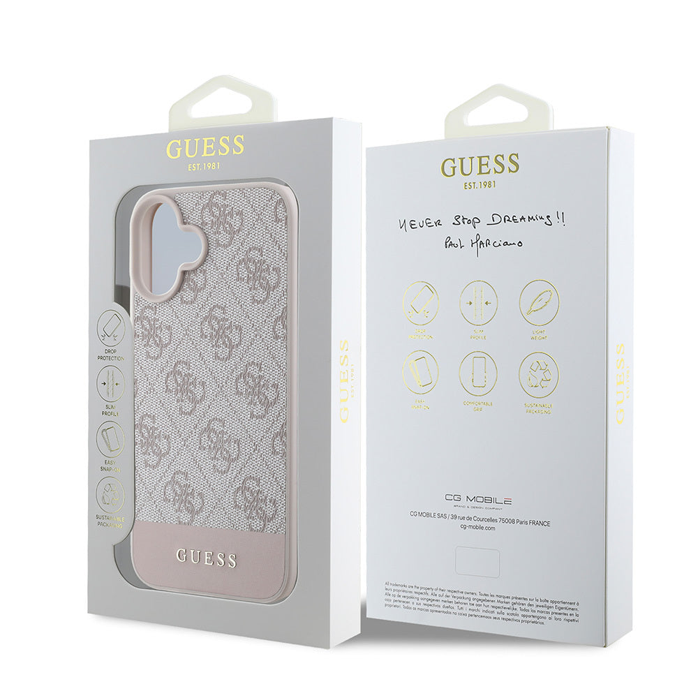 iPhone 16 Kılıf Guess Orjinal Lisanslı PU Deri Şerit Logo Dizaynlı Kapak