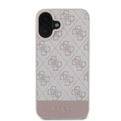 iPhone 16 Kılıf Guess Orjinal Lisanslı PU Deri Şerit Logo Dizaynlı Kapak