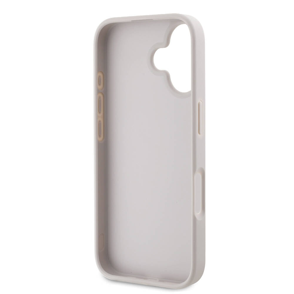 iPhone 16 Kılıf Guess Orjinal Lisanslı PU Deri Taşlı Metal Üçgen Logolu Çapraz Vücut Askılı 4G Desenli Kapak