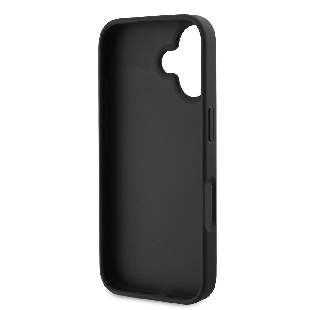iPhone 16 Kılıf Guess Orjinal Lisanslı PU Deri Taşlı Üçgen Logo 4G Desenli Strass Kapak