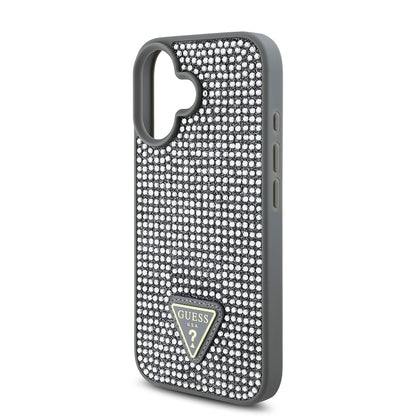 iPhone 16 Kılıf Guess Orjinal Lisanslı Taşlı Arka Yüzey Üçgen Logolu Kapak
