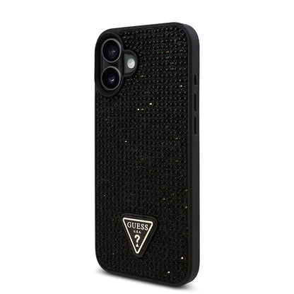 iPhone 16 Kılıf Guess Orjinal Lisanslı Taşlı Arka Yüzey Üçgen Logolu Kapak