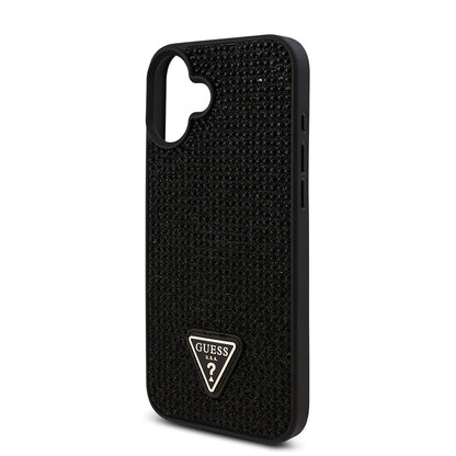 iPhone 16 Kılıf Guess Orjinal Lisanslı Taşlı Arka Yüzey Üçgen Logolu Kapak