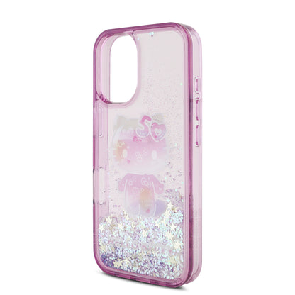 iPhone 16 Kılıf Hello Kitty Orjinal Lisanslı Sıvılı Simli 50. Yıldönümü Partisi Kapak