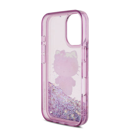 iPhone 16 Kılıf Hello Kitty Orjinal Lisanslı Sıvılı Simli 50. Yıldönümü Partisi Kapak