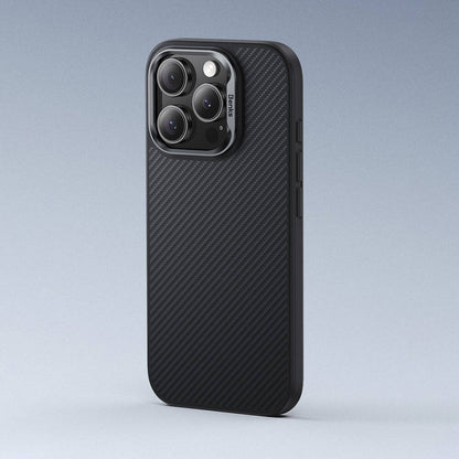 iPhone 16 Kılıf Karbon Fiber M-safe Şarj Özellikli Benks Hybrid ArmorPro 600D Kevlar Kapak