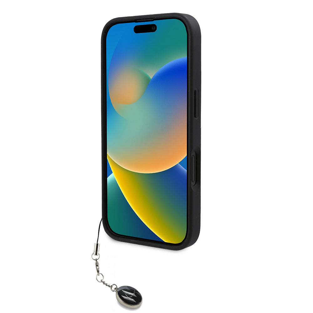 iPhone 16 Kılıf Karl Lagerfeld Orjinal Lisanslı Anahtarlıklı Taşlı KL Yazılı Saffiano Rhinestones Kapak