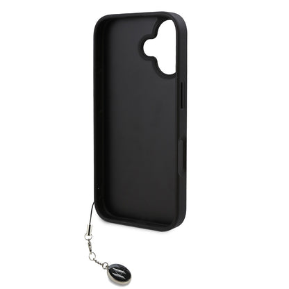 iPhone 16 Kılıf Karl Lagerfeld Orjinal Lisanslı Anahtarlıklı Taşlı KL Yazılı Saffiano Rhinestones Kapak