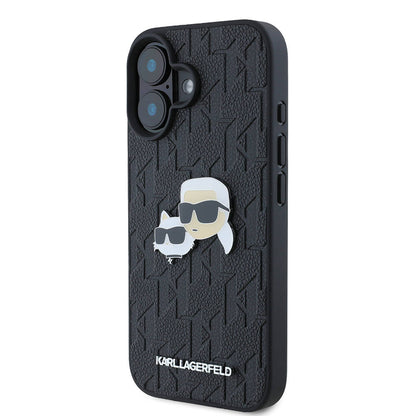 iPhone 16 Kılıf Karl Lagerfeld Orjinal Lisanslı K&C Heads Monogram Pin Kapak