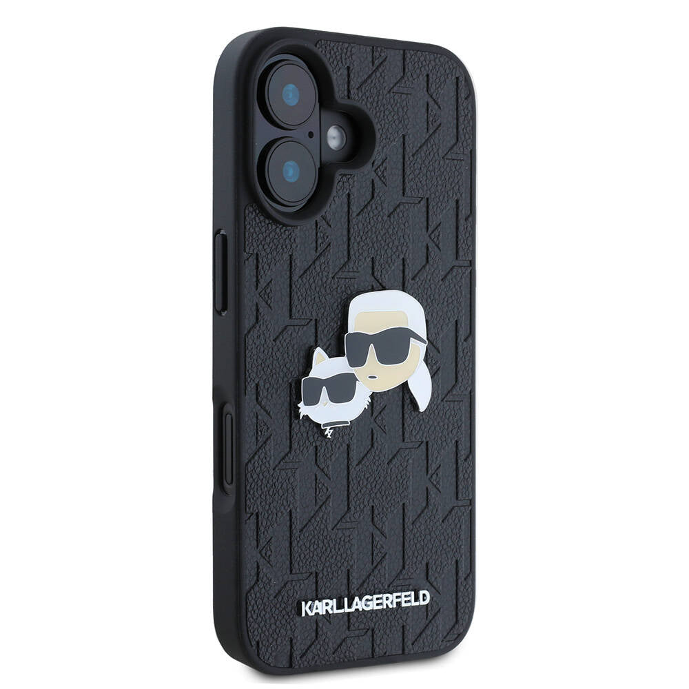 iPhone 16 Kılıf Karl Lagerfeld Orjinal Lisanslı K&C Heads Monogram Pin Kapak