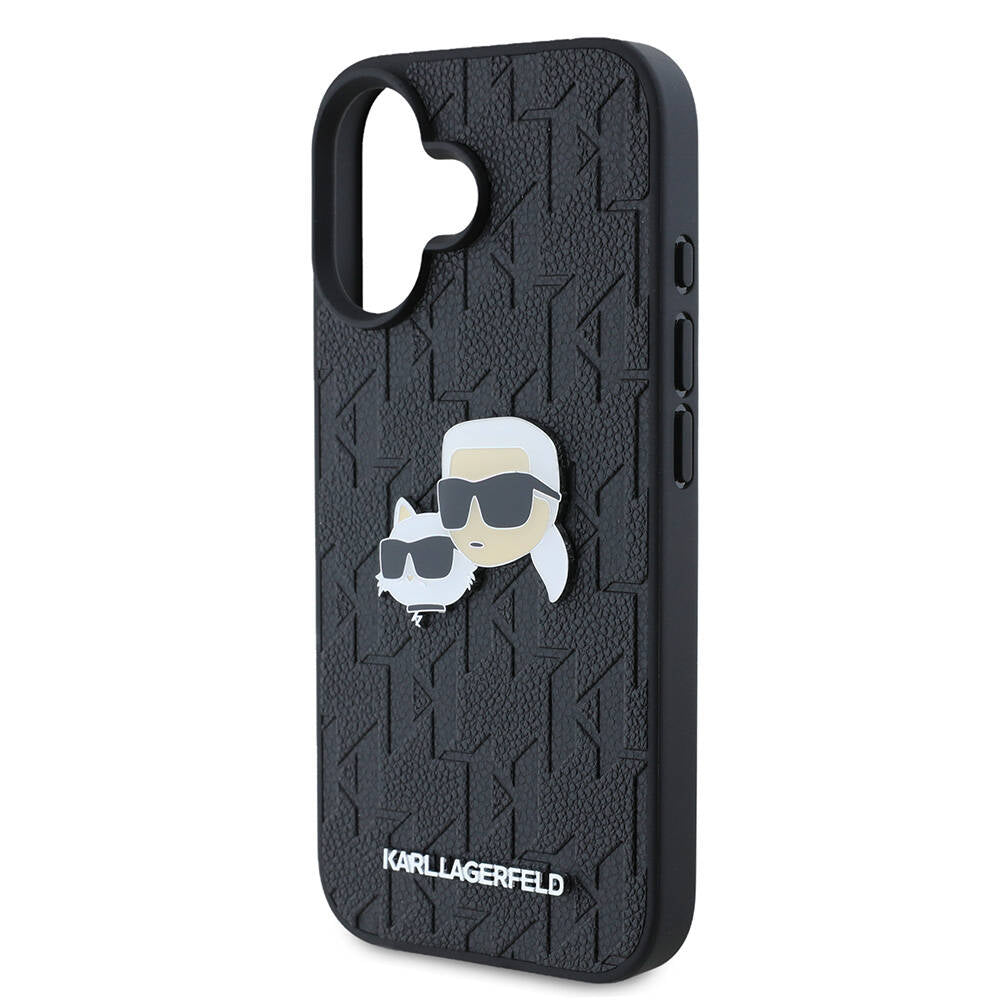 iPhone 16 Kılıf Karl Lagerfeld Orjinal Lisanslı K&C Heads Monogram Pin Kapak