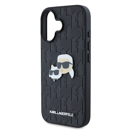 iPhone 16 Kılıf Karl Lagerfeld Orjinal Lisanslı K&C Heads Monogram Pin Kapak