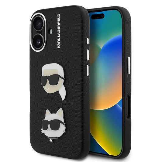 iPhone 16 Kılıf Karl Lagerfeld Orjinal Lisanslı K&C Heads Pin Kapak
