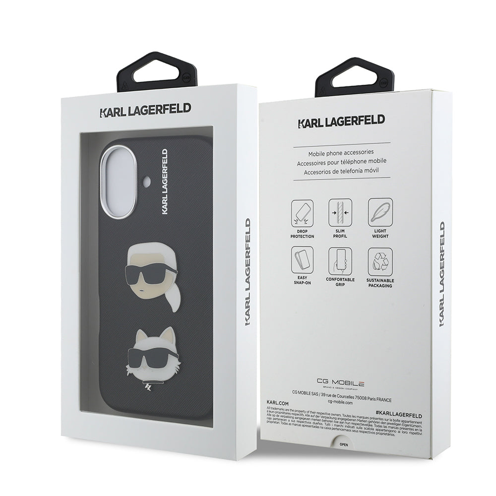 iPhone 16 Kılıf Karl Lagerfeld Orjinal Lisanslı K&C Heads Pin Kapak
