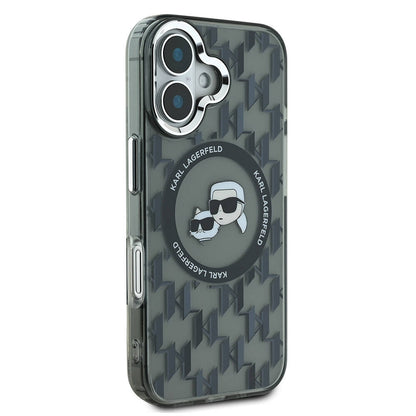 iPhone 16 Kılıf Karl Lagerfeld Orjinal Lisanslı M-safe Şarj Özellikli IML Baskılı Metal Monogram KC Heads Kapak