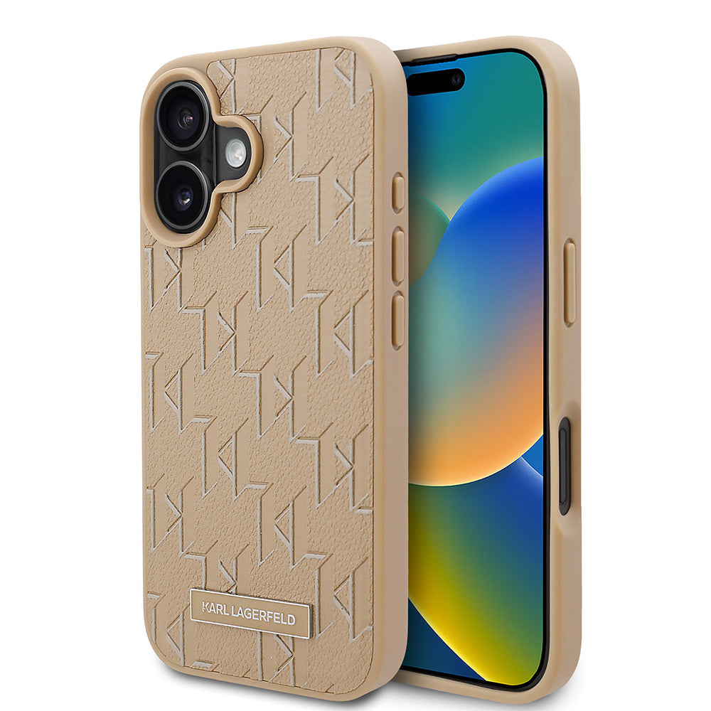 iPhone 16 Kılıf Karl Lagerfeld Orjinal Lisanslı M-safe Şarj Özellikli KL Yazılı Hot Stamp Kapak