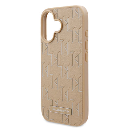 iPhone 16 Kılıf Karl Lagerfeld Orjinal Lisanslı M-safe Şarj Özellikli KL Yazılı Hot Stamp Kapak