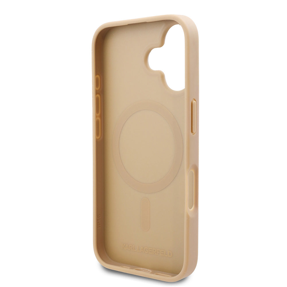 iPhone 16 Kılıf Karl Lagerfeld Orjinal Lisanslı M-safe Şarj Özellikli KL Yazılı Hot Stamp Kapak