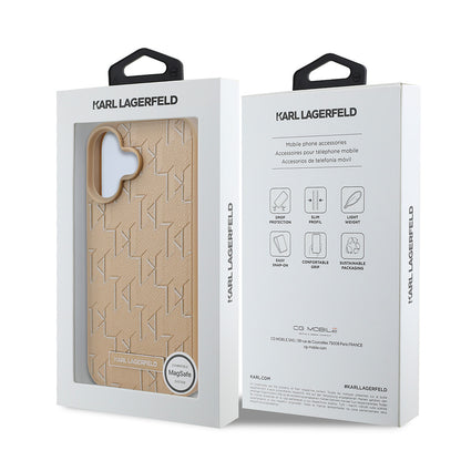 iPhone 16 Kılıf Karl Lagerfeld Orjinal Lisanslı M-safe Şarj Özellikli KL Yazılı Hot Stamp Kapak