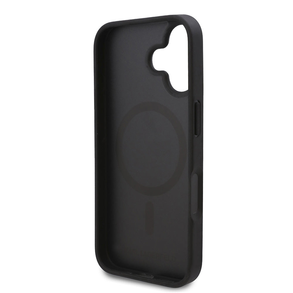 iPhone 16 Kılıf Karl Lagerfeld Orjinal Lisanslı M-safe Şarj Özellikli KL Yazılı Hot Stamp Kapak