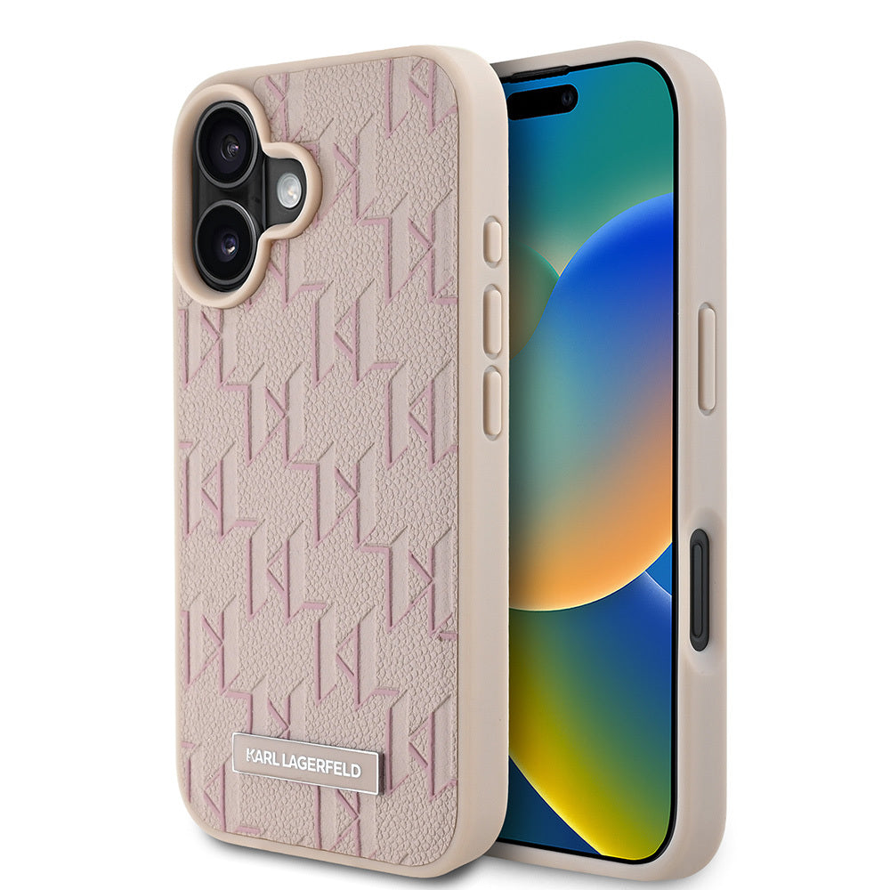 iPhone 16 Kılıf Karl Lagerfeld Orjinal Lisanslı M-safe Şarj Özellikli KL Yazılı Hot Stamp Kapak