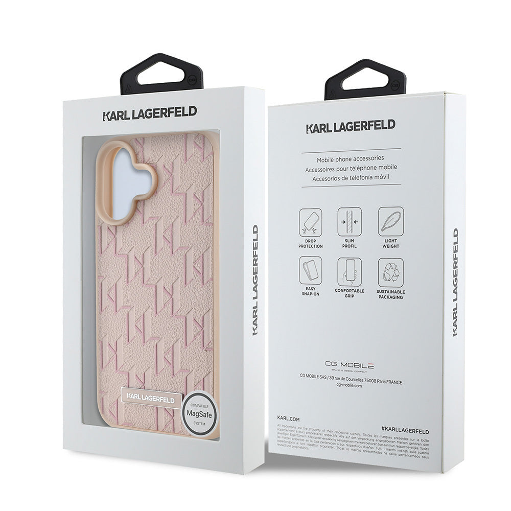 iPhone 16 Kılıf Karl Lagerfeld Orjinal Lisanslı M-safe Şarj Özellikli KL Yazılı Hot Stamp Kapak