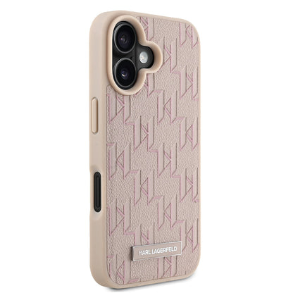 iPhone 16 Kılıf Karl Lagerfeld Orjinal Lisanslı M-safe Şarj Özellikli KL Yazılı Hot Stamp Kapak