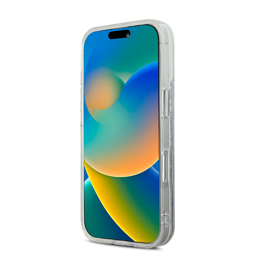 iPhone 16 Kılıf Karl Lagerfeld Orjinal Lisanslı M-safe Şarj Özellikli Sıvılı Simli K&C Heads Kapak