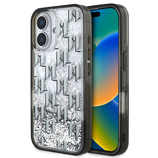 iPhone 16 Kılıf Karl Lagerfeld Orjinal Lisanslı Simli KL Yazılı Monogram Gradient Kapak