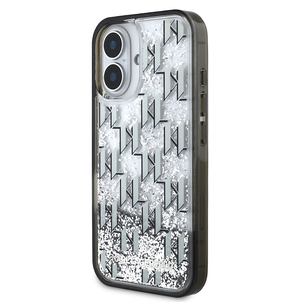 iPhone 16 Kılıf Karl Lagerfeld Orjinal Lisanslı Simli KL Yazılı Monogram Gradient Kapak