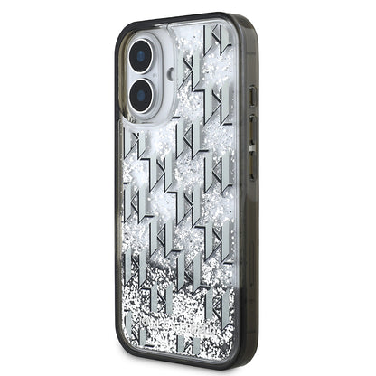 iPhone 16 Kılıf Karl Lagerfeld Orjinal Lisanslı Simli KL Yazılı Monogram Gradient Kapak