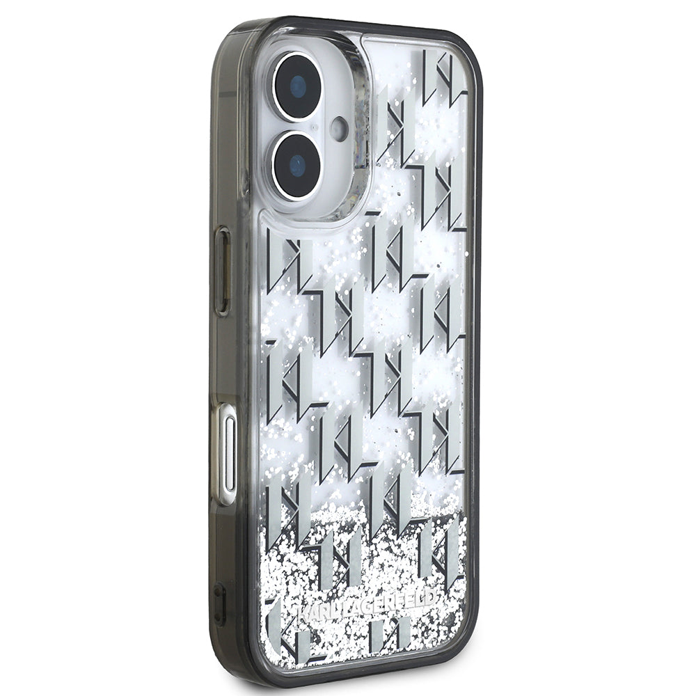 iPhone 16 Kılıf Karl Lagerfeld Orjinal Lisanslı Simli KL Yazılı Monogram Gradient Kapak