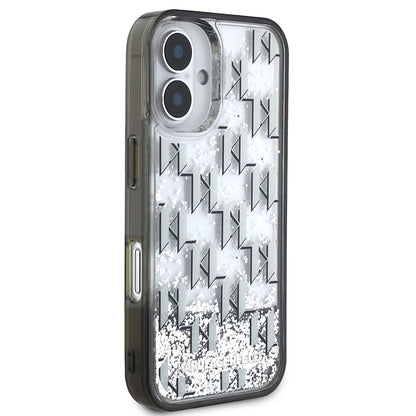 iPhone 16 Kılıf Karl Lagerfeld Orjinal Lisanslı Simli KL Yazılı Monogram Gradient Kapak