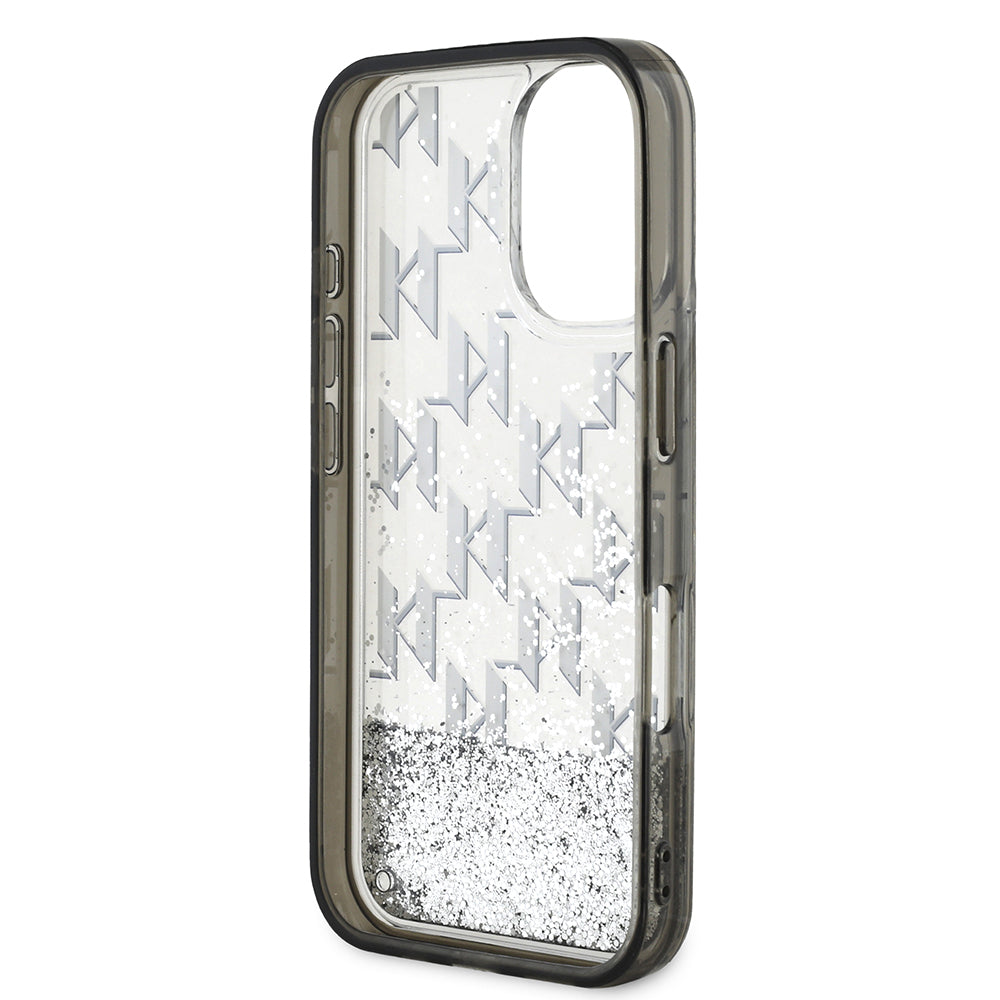 iPhone 16 Kılıf Karl Lagerfeld Orjinal Lisanslı Simli KL Yazılı Monogram Gradient Kapak