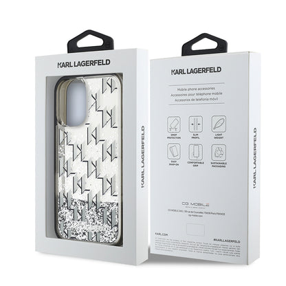 iPhone 16 Kılıf Karl Lagerfeld Orjinal Lisanslı Simli KL Yazılı Monogram Gradient Kapak