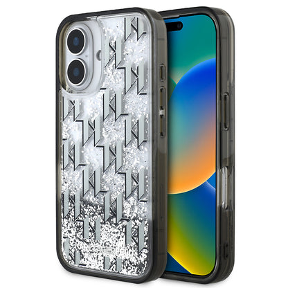 iPhone 16 Kılıf Karl Lagerfeld Orjinal Lisanslı Simli KL Yazılı Monogram Gradient Kapak