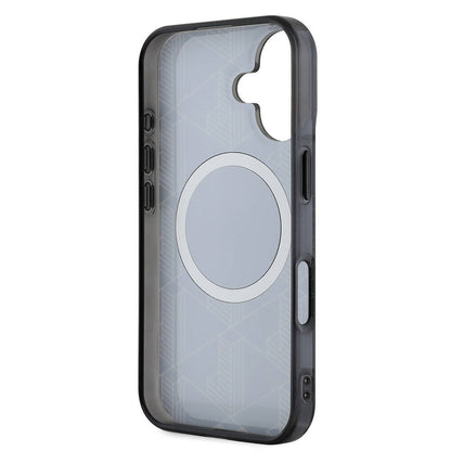 iPhone 16 Kılıf Lacoste Orjinal Lisanslı M-safe Şarj Özellikli IML Baskılı Gümüş Timsah Logolu Monogram Kapak
