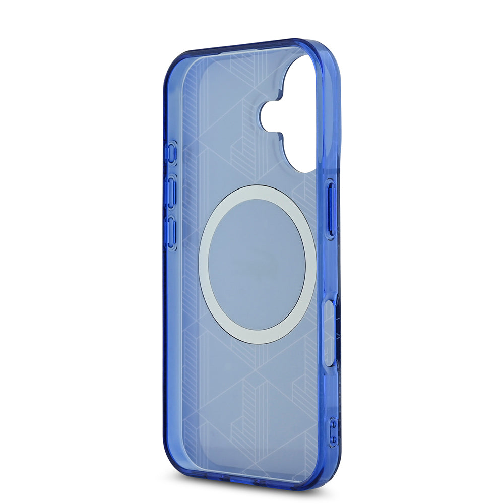 iPhone 16 Kılıf Lacoste Orjinal Lisanslı M-safe Şarj Özellikli IML Baskılı Gümüş Timsah Logolu Monogram Kapak