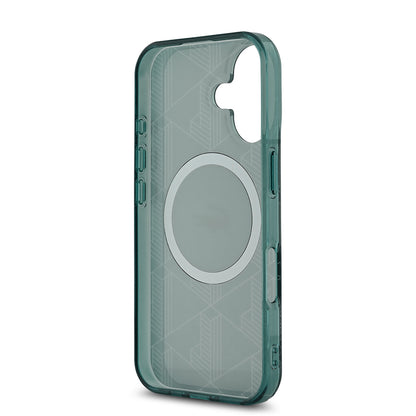iPhone 16 Kılıf Lacoste Orjinal Lisanslı M-safe Şarj Özellikli IML Baskılı Gümüş Timsah Logolu Monogram Kapak