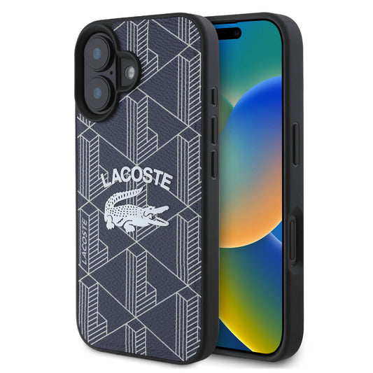 iPhone 16 Kılıf Lacoste Orjinal Lisanslı M-safe Şarj Özellikli Mono Vintage Logo Kapak