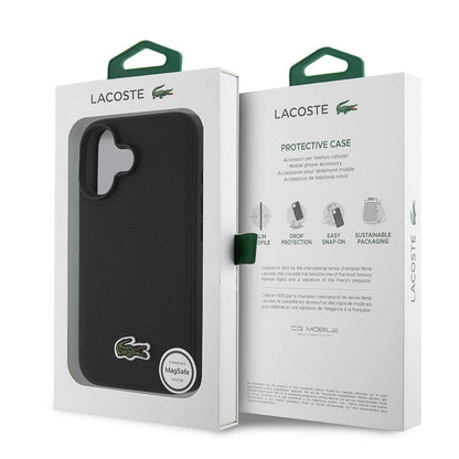 iPhone 16 Kılıf Lacoste Orjinal Lisanslı PU Pike Desenli Arka Yüzey İkonik Timsah Dokuma Logolu Kapak