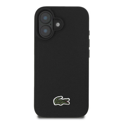 iPhone 16 Kılıf Lacoste Orjinal Lisanslı PU Pike Desenli Arka Yüzey İkonik Timsah Dokuma Logolu Kapak