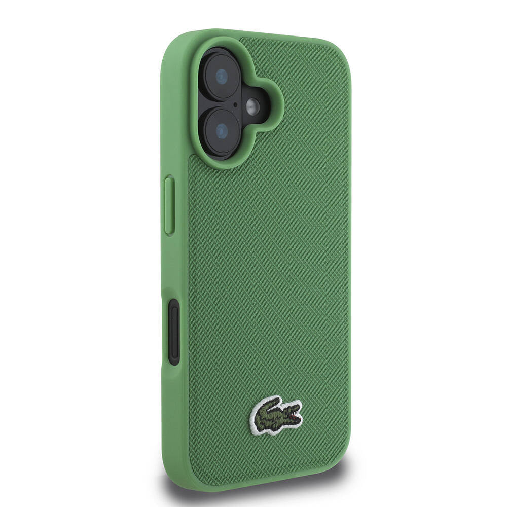 iPhone 16 Kılıf Lacoste Orjinal Lisanslı PU Pike Desenli Arka Yüzey İkonik Timsah Dokuma Logolu Kapak