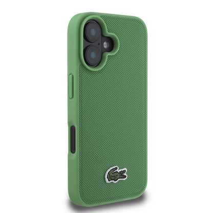iPhone 16 Kılıf Lacoste Orjinal Lisanslı PU Pike Desenli Arka Yüzey İkonik Timsah Dokuma Logolu Kapak