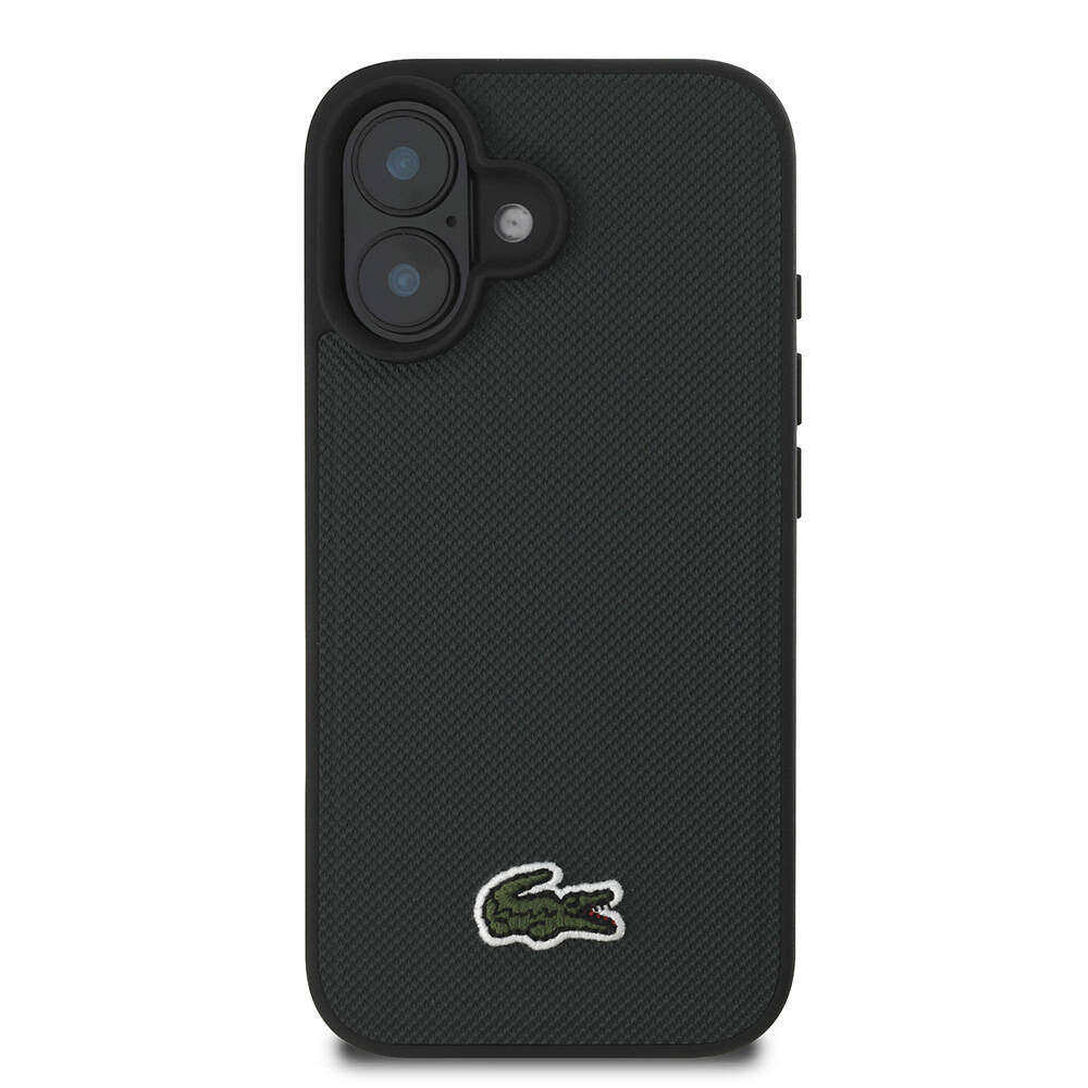 iPhone 16 Kılıf Lacoste Orjinal Lisanslı PU Pike Desenli Arka Yüzey İkonik Timsah Dokuma Logolu Kapak
