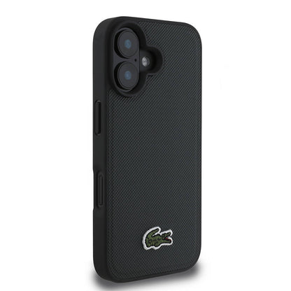 iPhone 16 Kılıf Lacoste Orjinal Lisanslı PU Pike Desenli Arka Yüzey İkonik Timsah Dokuma Logolu Kapak