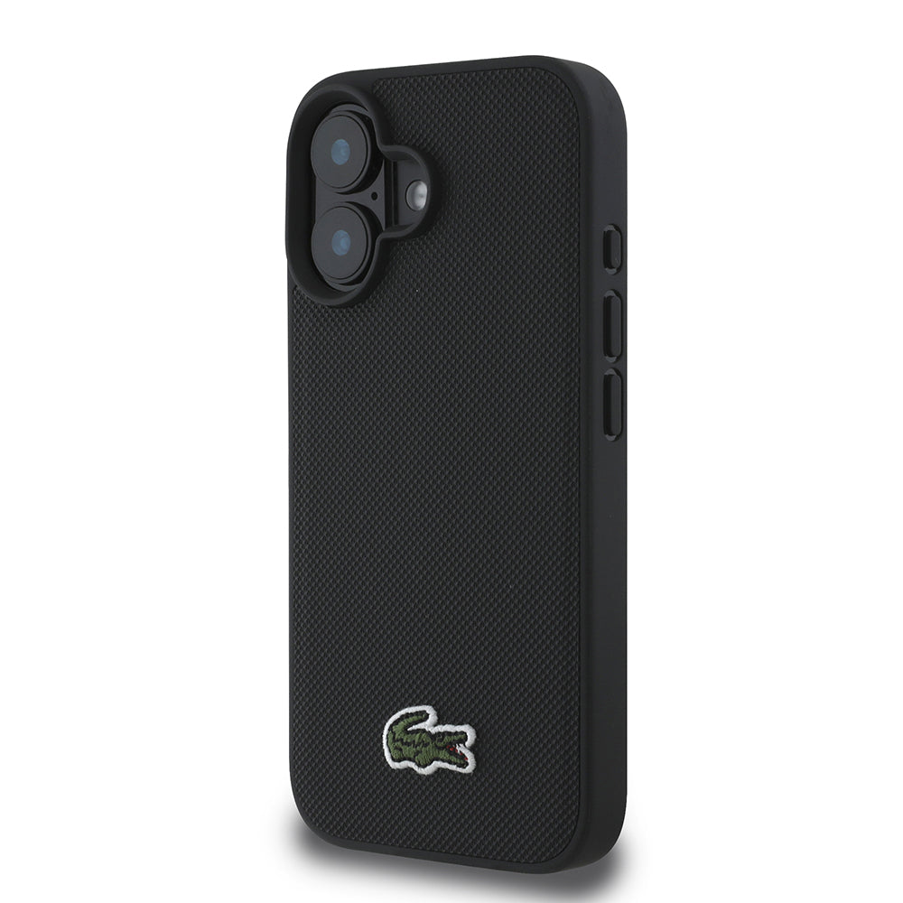 iPhone 16 Kılıf Lacoste Orjinal Lisanslı PU Pike Desenli Arka Yüzey İkonik Timsah Dokuma Logolu Kapak + Type-C Kablo 1.5m