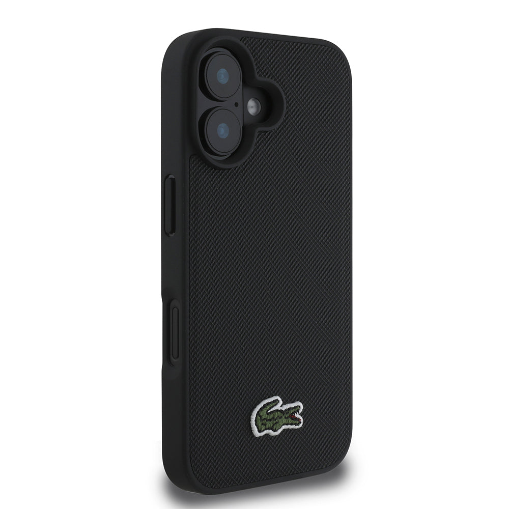 iPhone 16 Kılıf Lacoste Orjinal Lisanslı PU Pike Desenli Arka Yüzey İkonik Timsah Dokuma Logolu Kapak + Type-C Kablo 1.5m